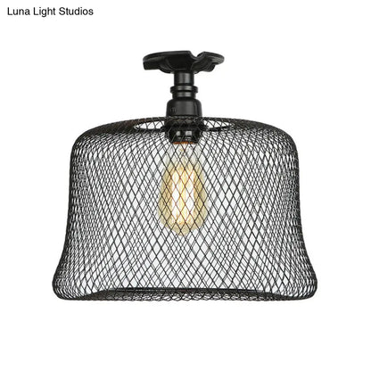 DecorBites™ DecorBites™ Sleek Metal Ceiling Mounted Light - Stylish Industrial Semi Flush Light with Mesh Screen
