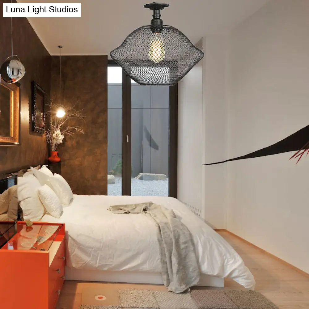 DecorBites™ DecorBites™ Sleek Metal Ceiling Mounted Light - Stylish Industrial Semi Flush Light with Mesh Screen