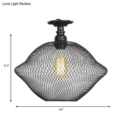DecorBites™ DecorBites™ Sleek Metal Ceiling Mounted Light - Stylish Industrial Semi Flush Light with Mesh Screen