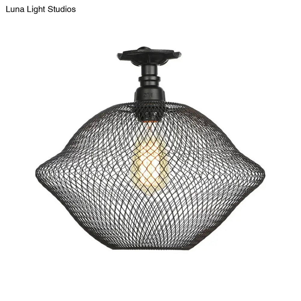 DecorBites™ DecorBites™ Sleek Metal Ceiling Mounted Light - Stylish Industrial Semi Flush Light with Mesh Screen