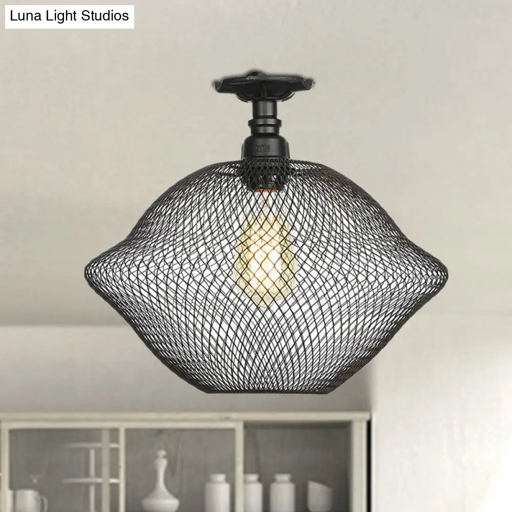 DecorBites™ DecorBites™ Sleek Metal Ceiling Mounted Light - Stylish Industrial Semi Flush Light with Mesh Screen