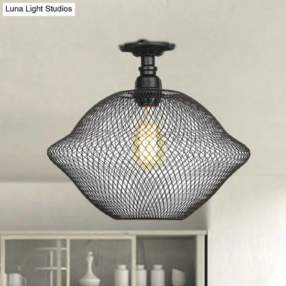 DecorBites™ DecorBites™ Sleek Metal Ceiling Mounted Light - Stylish Industrial Semi Flush Light with Mesh Screen
