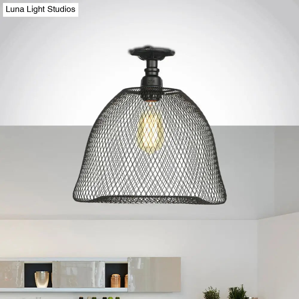 DecorBites™ DecorBites™ Sleek Metal Ceiling Mounted Light - Stylish Industrial Semi Flush Light with Mesh Screen