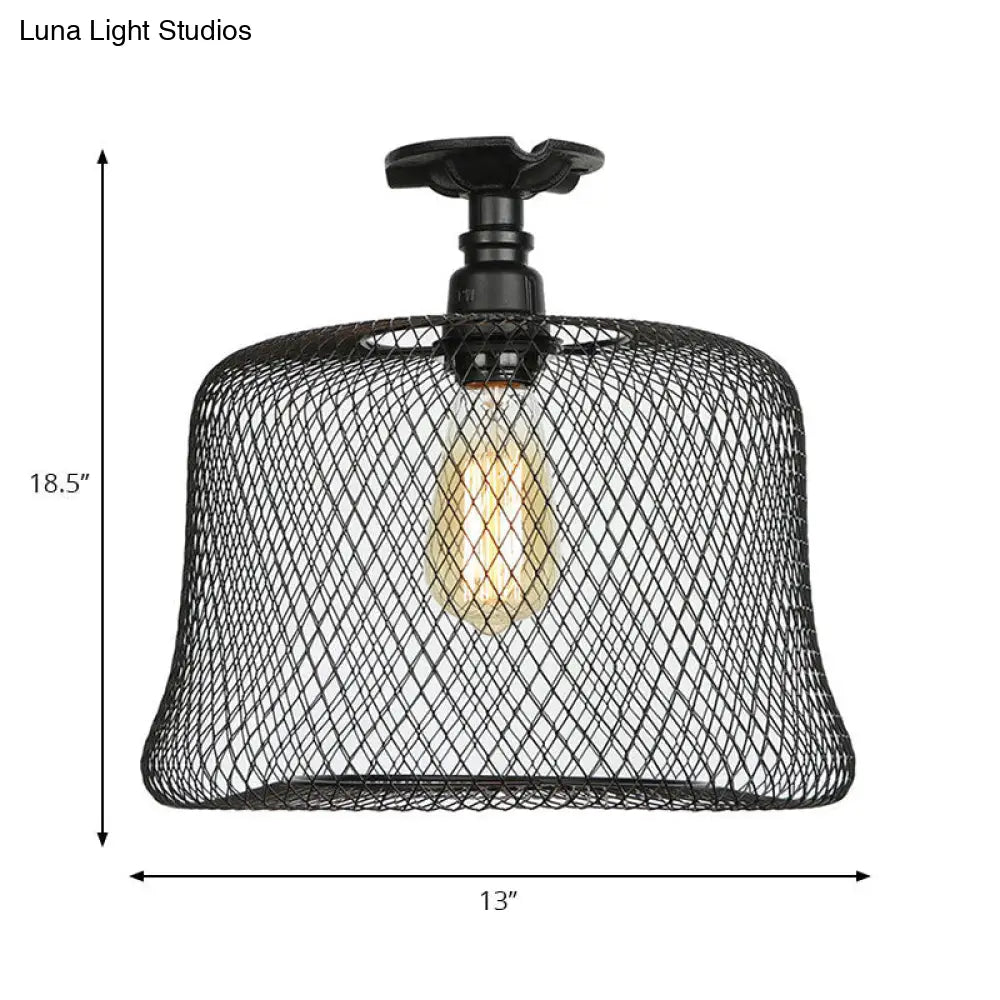 DecorBites™ DecorBites™ Sleek Metal Ceiling Mounted Light - Stylish Industrial Semi Flush Light with Mesh Screen