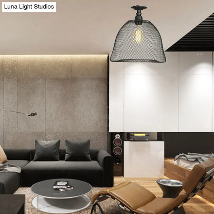 DecorBites™ DecorBites™ Sleek Metal Ceiling Mounted Light - Stylish Industrial Semi Flush Light with Mesh Screen
