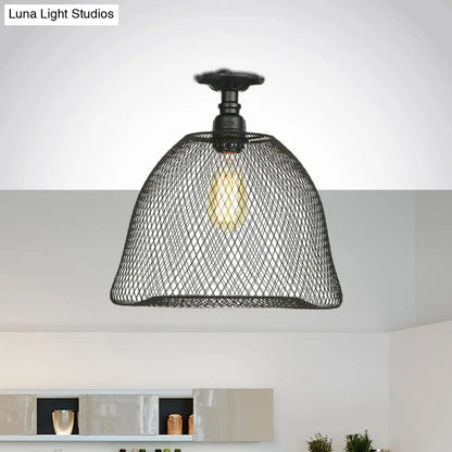 DecorBites™ DecorBites™ Sleek Metal Ceiling Mounted Light - Stylish Industrial Semi Flush Light with Mesh Screen