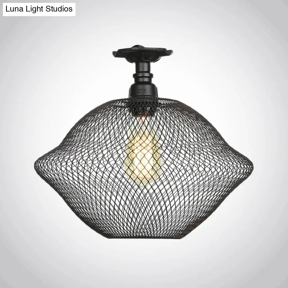 DecorBites™ DecorBites™ Sleek Metal Ceiling Mounted Light - Stylish Industrial Semi Flush Light with Mesh Screen