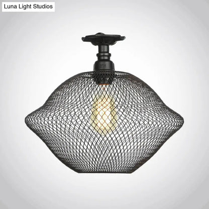 DecorBites™ DecorBites™ Sleek Metal Ceiling Mounted Light - Stylish Industrial Semi Flush Light with Mesh Screen