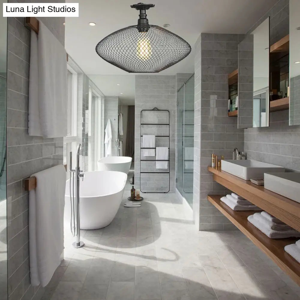 DecorBites™ DecorBites™ Sleek Metal Ceiling Mounted Light - Stylish Industrial Semi Flush Light with Mesh Screen