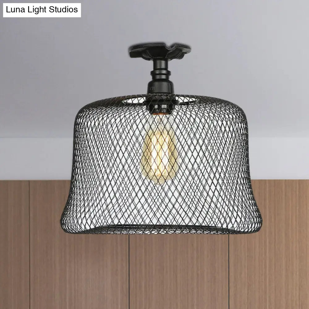 DecorBites™ DecorBites™ Sleek Metal Ceiling Mounted Light - Stylish Industrial Semi Flush Light with Mesh Screen