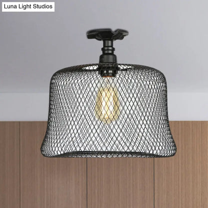 DecorBites™ DecorBites™ Sleek Metal Ceiling Mounted Light - Stylish Industrial Semi Flush Light with Mesh Screen