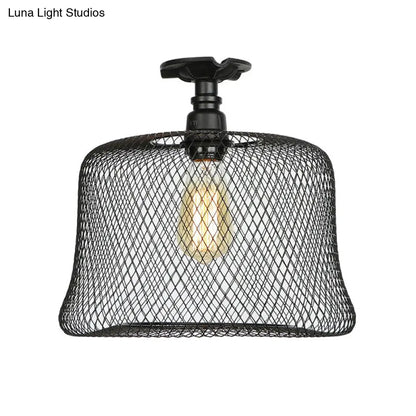 DecorBites™ DecorBites™ Sleek Metal Ceiling Mounted Light - Stylish Industrial Semi Flush Light with Mesh Screen