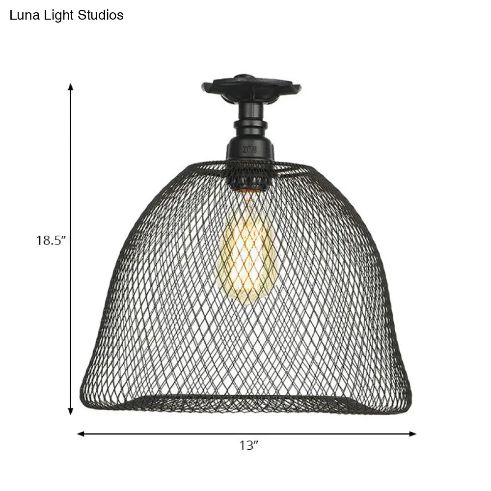 DecorBites™ DecorBites™ Sleek Metal Ceiling Mounted Light - Stylish Industrial Semi Flush Light with Mesh Screen