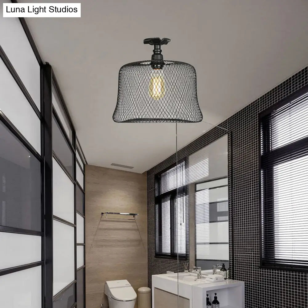 DecorBites™ DecorBites™ Sleek Metal Ceiling Mounted Light - Stylish Industrial Semi Flush Light with Mesh Screen