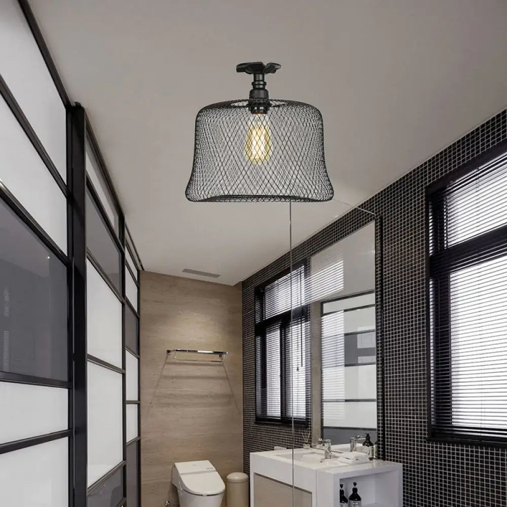 DecorBites™ DecorBites™ Sleek Metal Ceiling Mounted Light - Stylish Industrial Semi Flush Light with Mesh Screen