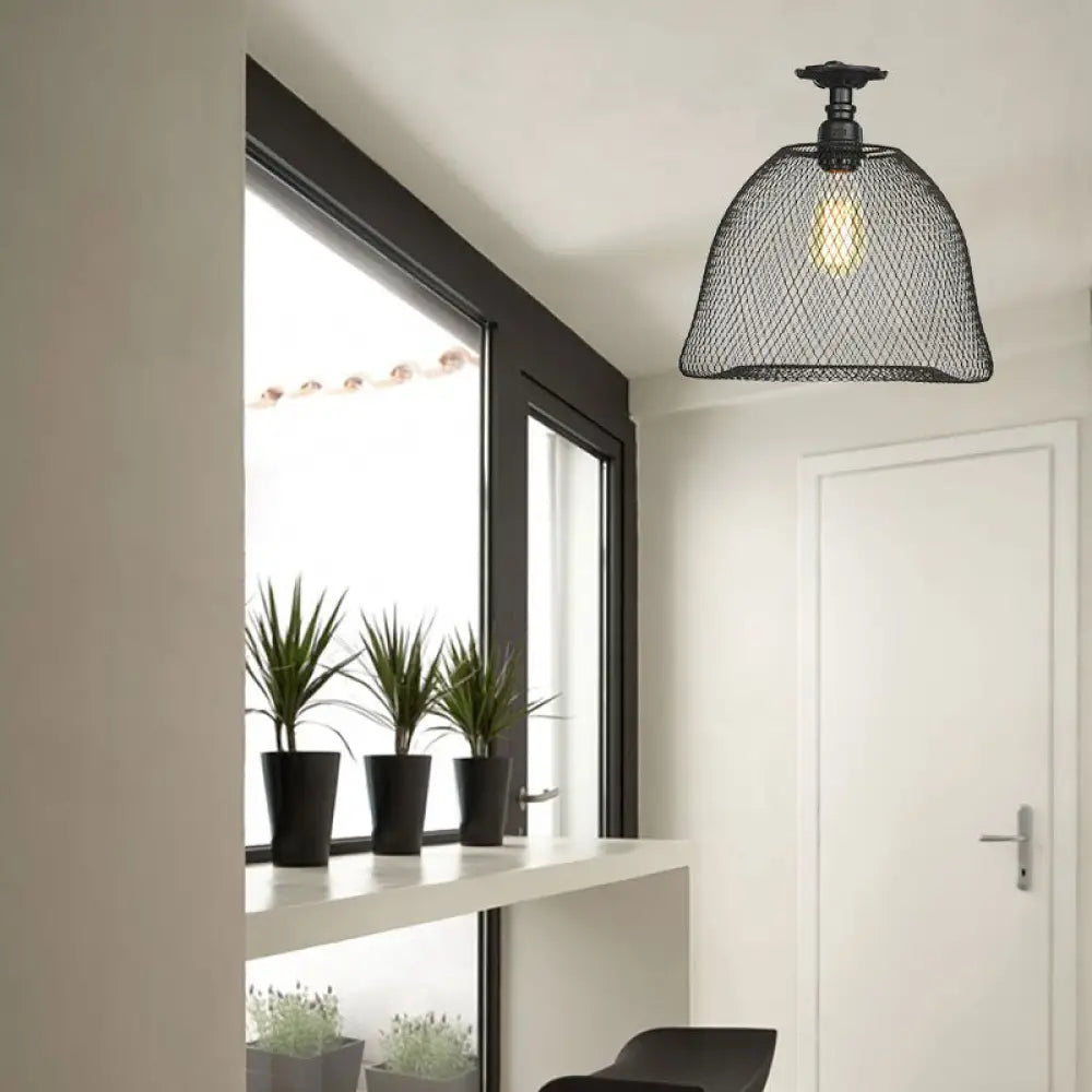 DecorBites™ DecorBites™ Sleek Metal Ceiling Mounted Light - Stylish Industrial Semi Flush Light with Mesh Screen