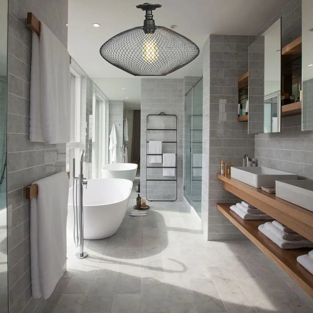 DecorBites™ DecorBites™ Sleek Metal Ceiling Mounted Light - Stylish Industrial Semi Flush Light with Mesh Screen