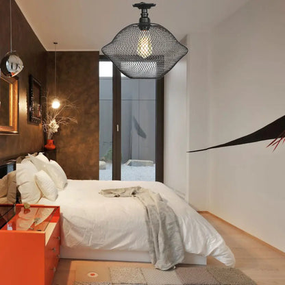 DecorBites™ DecorBites™ Sleek Metal Ceiling Mounted Light - Stylish Industrial Semi Flush Light with Mesh Screen