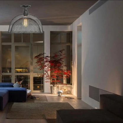 DecorBites™ DecorBites™ Sleek Metal Ceiling Mounted Light - Stylish Industrial Semi Flush Light with Mesh Screen
