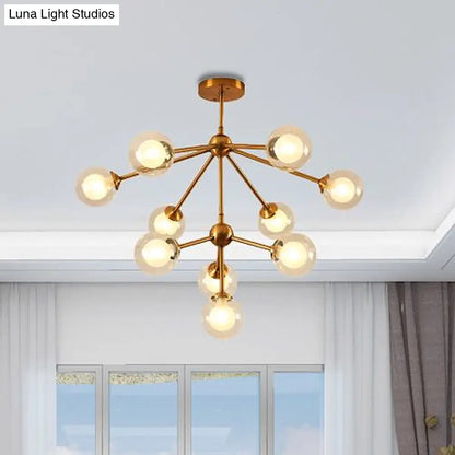 Lámpara de araña elegante de metal con pantallas de cristal transparente - Iluminación moderna estilo Sputnik para dormitorio - Disponible en opciones de 4, 7 o 10 luces