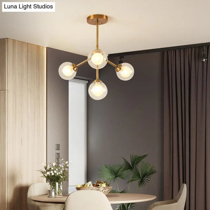 Lámpara de araña elegante de metal con pantallas de cristal transparente - Iluminación moderna estilo Sputnik para dormitorio - Disponible en opciones de 4, 7 o 10 luces