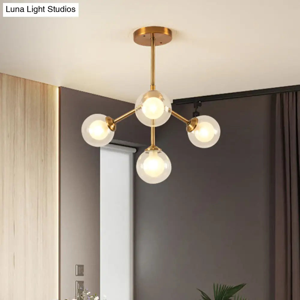 Lámpara de araña elegante de metal con pantallas de cristal transparente - Iluminación moderna estilo Sputnik para dormitorio - Disponible en opciones de 4, 7 o 10 luces