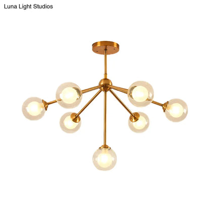 Lámpara de araña elegante de metal con pantallas de cristal transparente - Iluminación moderna estilo Sputnik para dormitorio - Disponible en opciones de 4, 7 o 10 luces