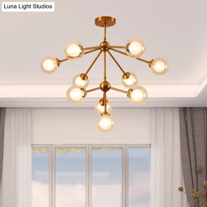 Lámpara de araña elegante de metal con pantallas de cristal transparente - Iluminación moderna estilo Sputnik para dormitorio - Disponible en opciones de 4, 7 o 10 luces