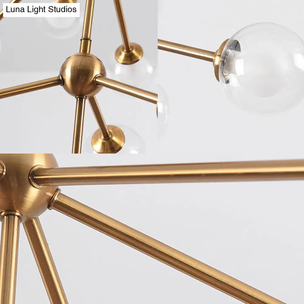 Lámpara de araña elegante de metal con pantallas de cristal transparente - Iluminación moderna estilo Sputnik para dormitorio - Disponible en opciones de 4, 7 o 10 luces