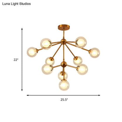 Lámpara de araña elegante de metal con pantallas de cristal transparente - Iluminación moderna estilo Sputnik para dormitorio - Disponible en opciones de 4, 7 o 10 luces