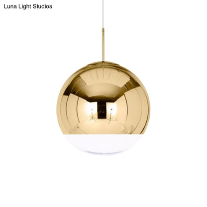 Sleek Metal Globe Pendant Ceiling Light, Chrome/Gold Finish, 1-Light for Chic Décor, Available in Multiple Sizes (6"/8"/10"W)