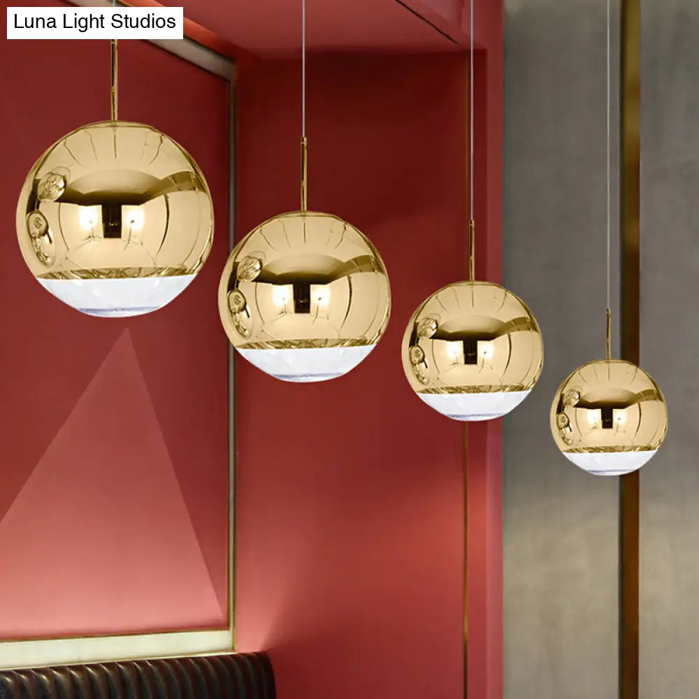 Sleek Metal Globe Pendant Ceiling Light, Chrome/Gold Finish, 1-Light for Chic Décor, Available in Multiple Sizes (6"/8"/10"W)