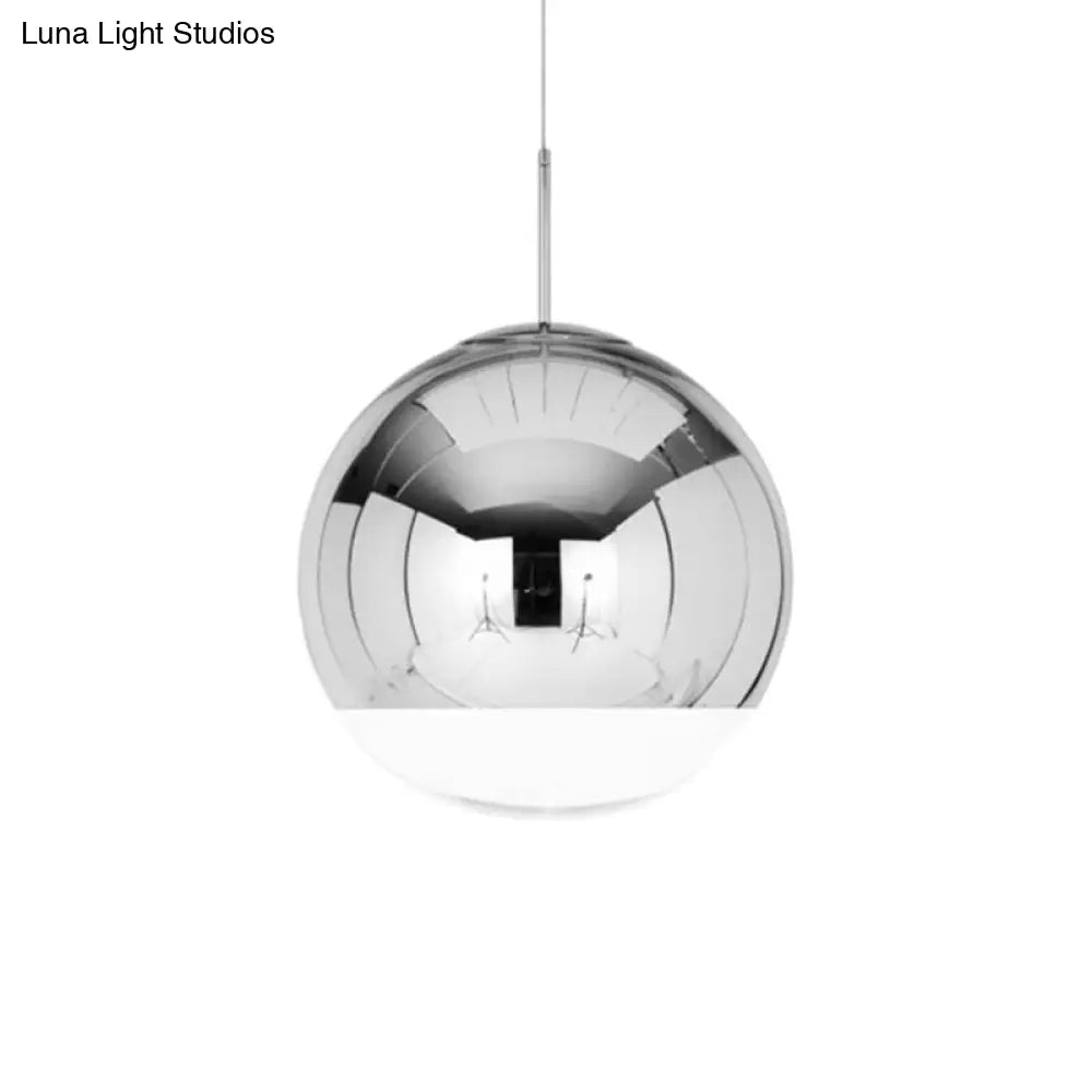 Sleek Metal Globe Pendant Ceiling Light, Chrome/Gold Finish, 1-Light for Chic Décor, Available in Multiple Sizes (6"/8"/10"W)