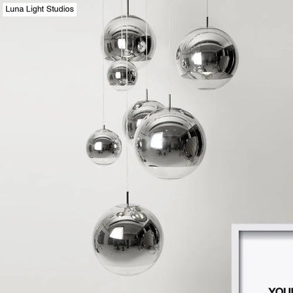 Sleek Metal Globe Pendant Ceiling Light, Chrome/Gold Finish, 1-Light for Chic Décor, Available in Multiple Sizes (6"/8"/10"W)