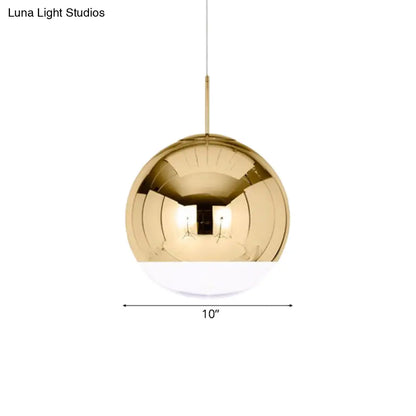 Sleek Metal Globe Pendant Ceiling Light, Chrome/Gold Finish, 1-Light for Chic Décor, Available in Multiple Sizes (6"/8"/10"W)