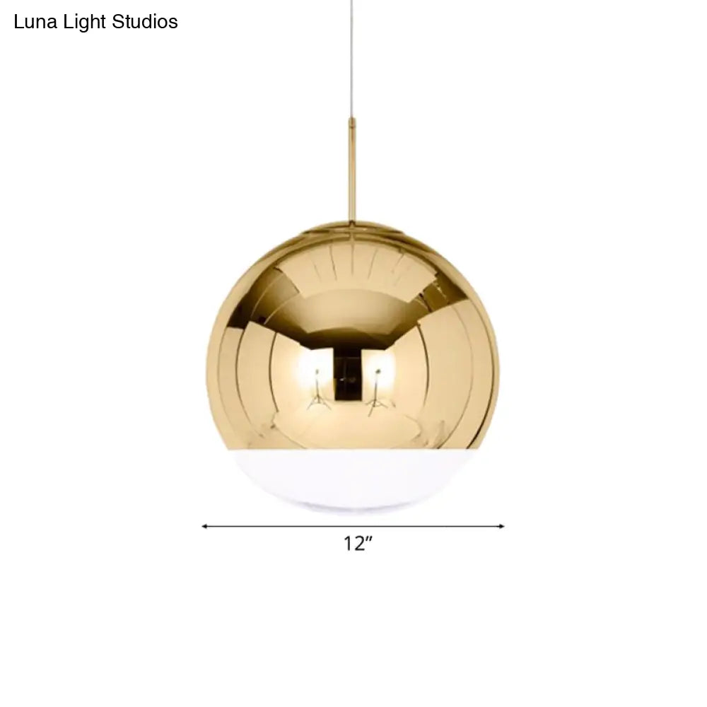 Sleek Metal Globe Pendant Ceiling Light, Chrome/Gold Finish, 1-Light for Chic Décor, Available in Multiple Sizes (6"/8"/10"W)