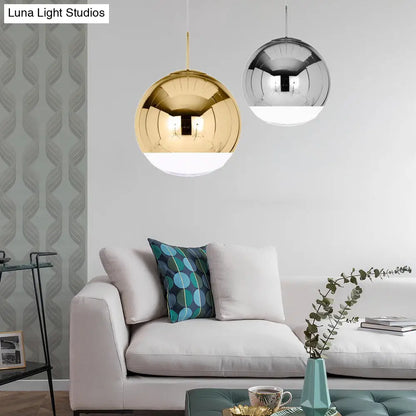 Sleek Metal Globe Pendant Ceiling Light, Chrome/Gold Finish, 1-Light for Chic Décor, Available in Multiple Sizes (6"/8"/10"W)