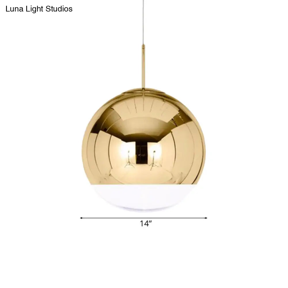 Sleek Metal Globe Pendant Ceiling Light, Chrome/Gold Finish, 1-Light for Chic Décor, Available in Multiple Sizes (6"/8"/10"W)