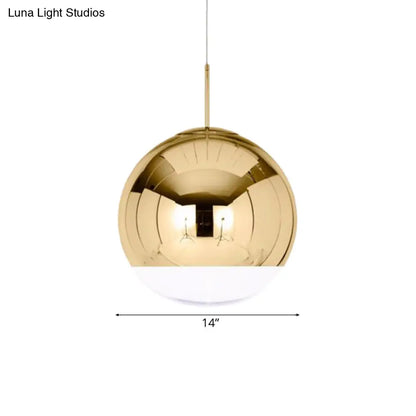 Sleek Metal Globe Pendant Ceiling Light, Chrome/Gold Finish, 1-Light for Chic Décor, Available in Multiple Sizes (6"/8"/10"W)