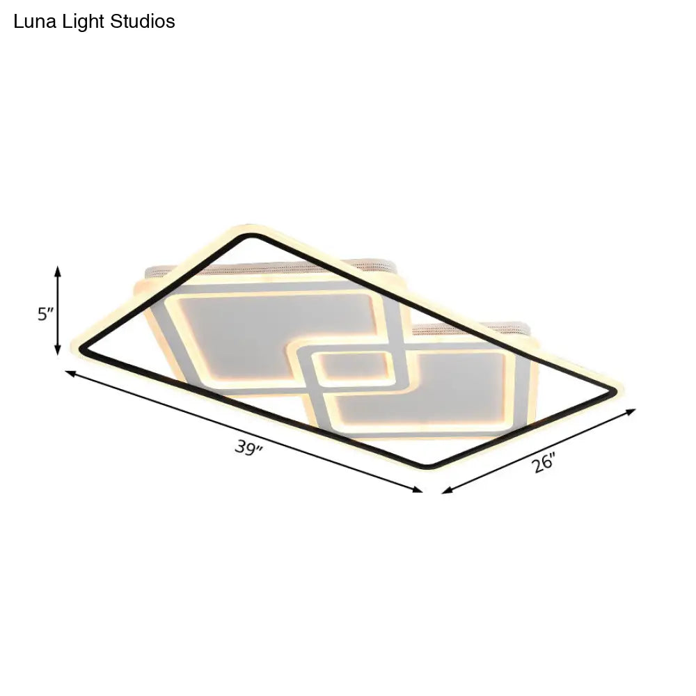 DecorBites™ DecorBites™ Sleek Metal LED Ceiling Lamp: Rectangular Flush Lighting for Living Room in White/Warm Light, 31.5"/39" Wide