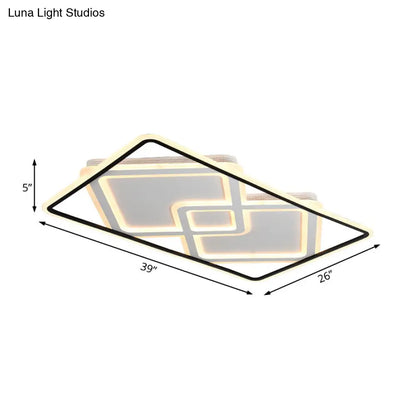 DecorBites™ DecorBites™ Sleek Metal LED Ceiling Lamp: Rectangular Flush Lighting for Living Room in White/Warm Light, 31.5"/39" Wide