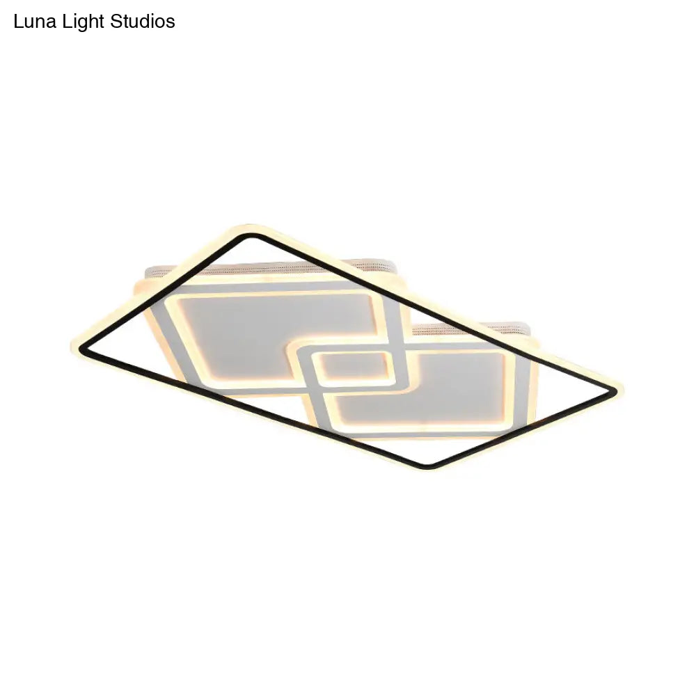 DecorBites™ DecorBites™ Sleek Metal LED Ceiling Lamp: Rectangular Flush Lighting for Living Room in White/Warm Light, 31.5"/39" Wide