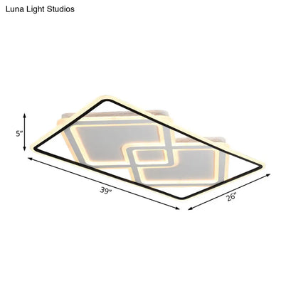 DecorBites™ DecorBites™ Sleek Metal LED Ceiling Lamp: Rectangular Flush Lighting for Living Room in White/Warm Light, 31.5"/39" Wide