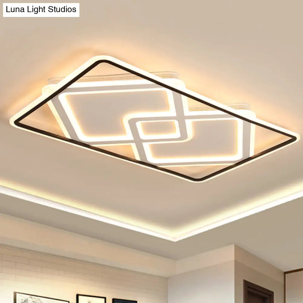 DecorBites™ DecorBites™ Sleek Metal LED Ceiling Lamp: Rectangular Flush Lighting for Living Room in White/Warm Light, 31.5"/39" Wide