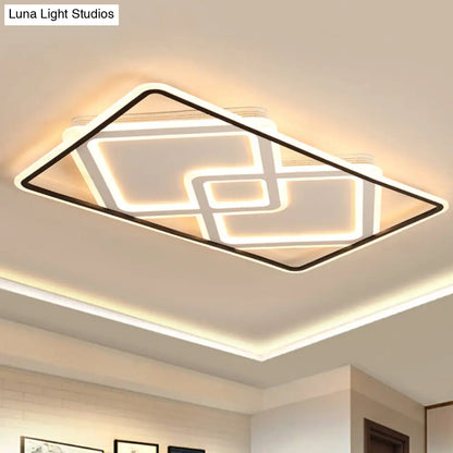 DecorBites™ DecorBites™ Sleek Metal LED Ceiling Lamp: Rectangular Flush Lighting for Living Room in White/Warm Light, 31.5"/39" Wide