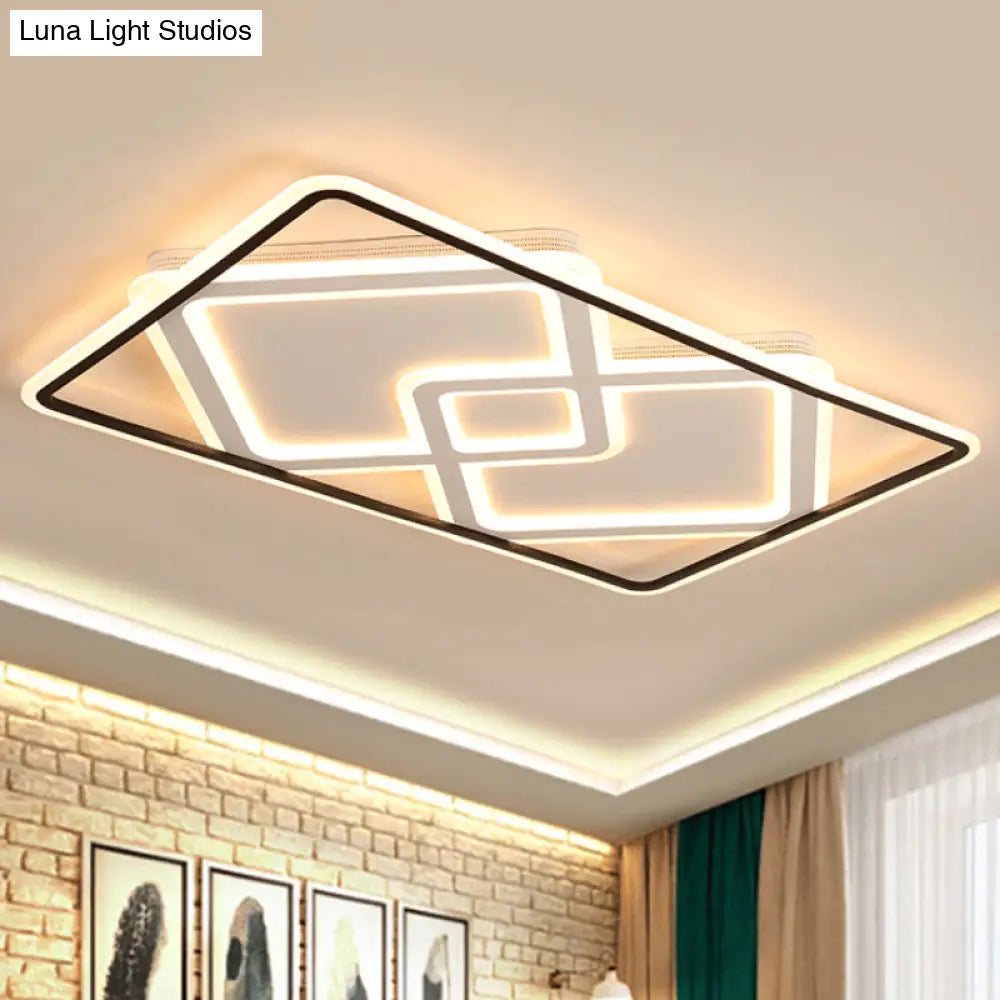 DecorBites™ DecorBites™ Sleek Metal LED Ceiling Lamp: Rectangular Flush Lighting for Living Room in White/Warm Light, 31.5"/39" Wide