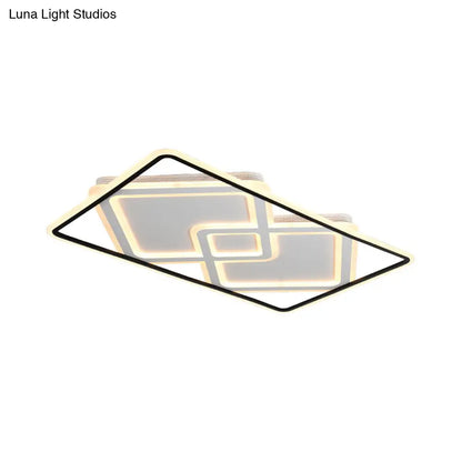 DecorBites™ DecorBites™ Sleek Metal LED Ceiling Lamp: Rectangular Flush Lighting for Living Room in White/Warm Light, 31.5"/39" Wide