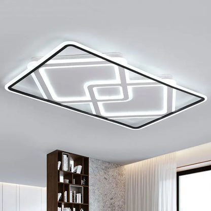 DecorBites™ DecorBites™ Sleek Metal LED Ceiling Lamp: Rectangular Flush Lighting for Living Room in White/Warm Light, 31.5"/39" Wide