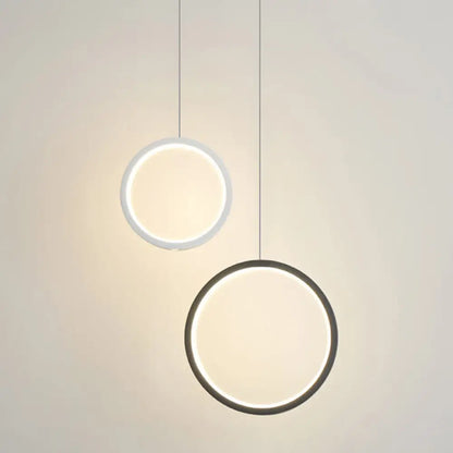 Sleek Metal LED Hanging Lamp Kit - Stylish Ring Pendant Light for Bedside Suspension