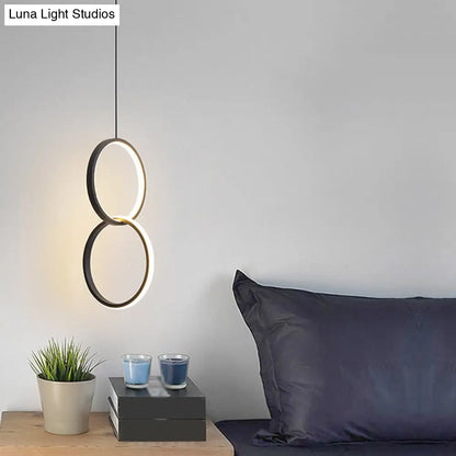 Sleek Metal LED Hanging Lamp Kit - Stylish Ring Pendant Light for Bedside Suspension